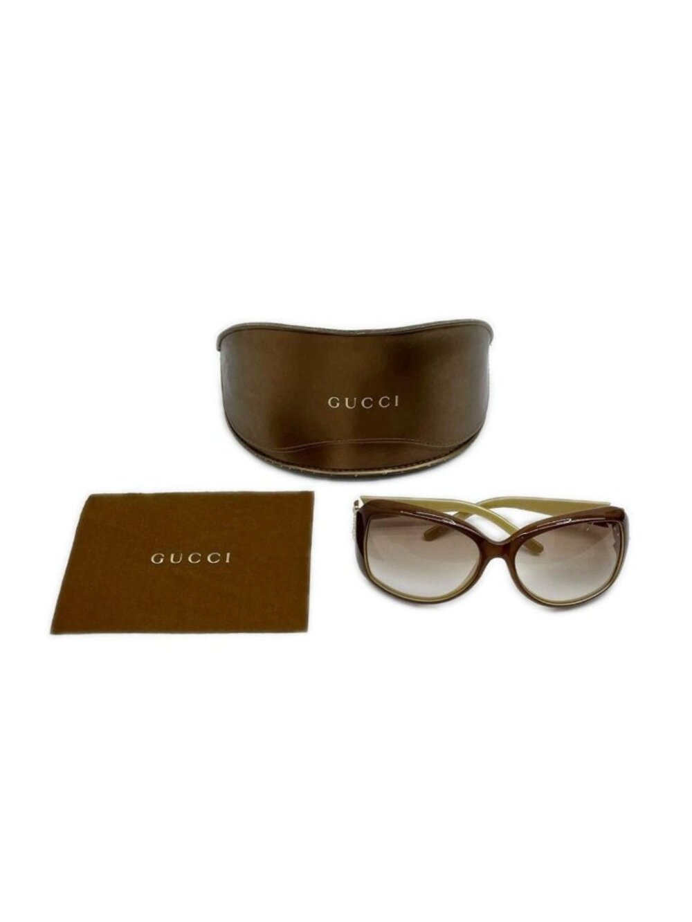 Gucci Sunglasses Rhinestone with Case S Brown Eyewear